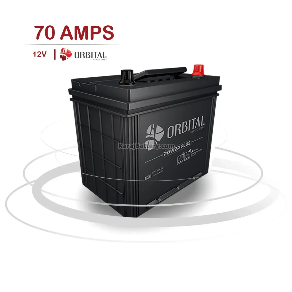 باتری اوربیتال- 70 آمپر- قالب D26- قطب چپ