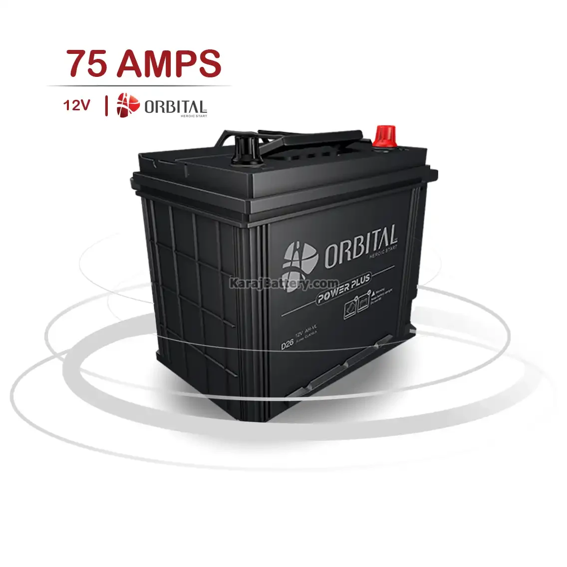 باتری اوربیتال- 75 آمپر- قالب D26- قطب چپ