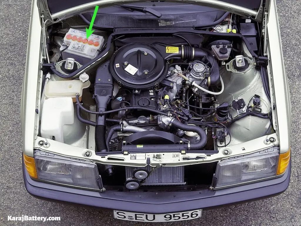 محل قرارگیری باتری بنز E190 - کرج باتری